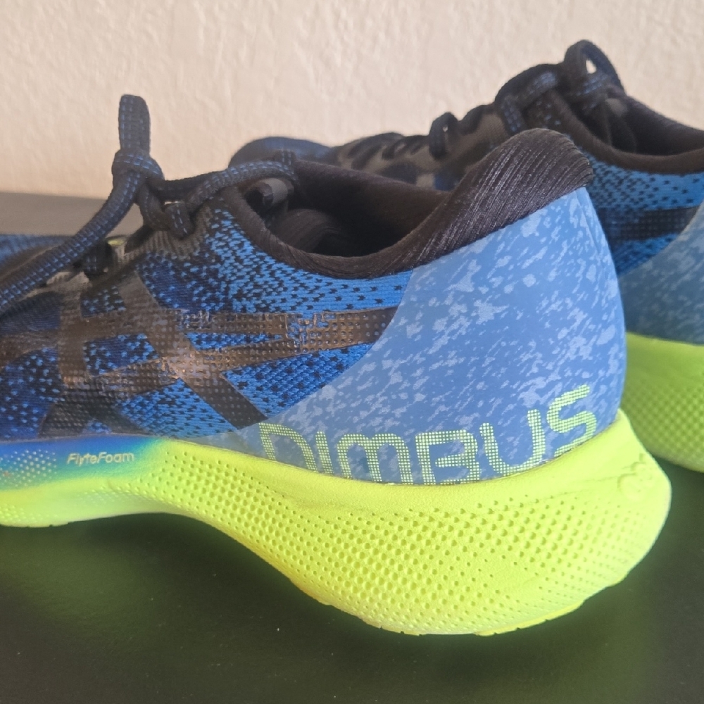 Asics Men's Blue Black and Neon Yellow Athletic Shoes - Picture 11 of 12